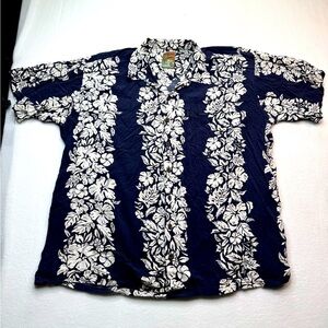 Pineapple Connection Men’s Hawaiian Shirt size 2X 2XB xxl 2Xl big navy white